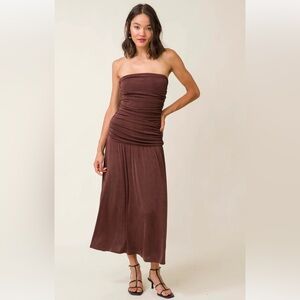 Line and Dot BRI MID DRESS 
Chocolate / X-SMALL